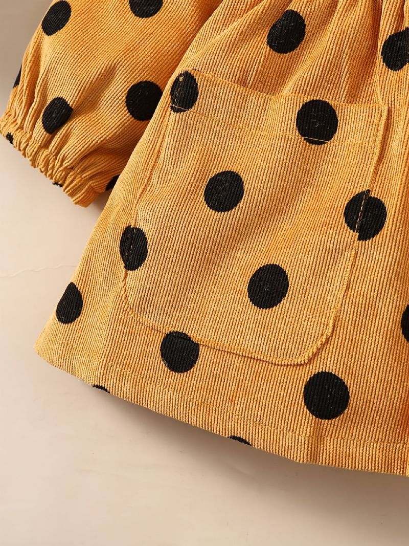 Baby Jenter Dress Langermet Rund Hals Polka Dots Pocket Barneklær