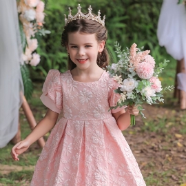 Baby Jenter Dress Lanterne Erme Blomster Print Prinsesse Kjole Brudekjole Etterfølgende Aftenkjole