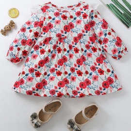 Baby Jenter Langermet Floral Print Ruffle Dress