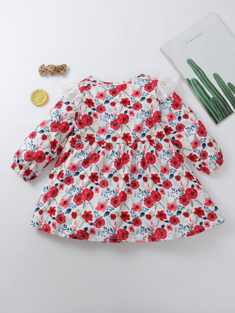 Baby Jenter Langermet Floral Print Ruffle Dress