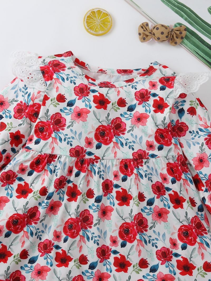 Baby Jenter Langermet Floral Print Ruffle Dress