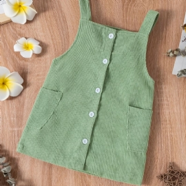 Baby Jenter Overall Dress Corduroy Solid Kjoler Babyklær