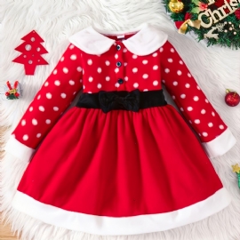 Christmas Toddler Jentebaby Dress Princess Plysj Langermet Kjole