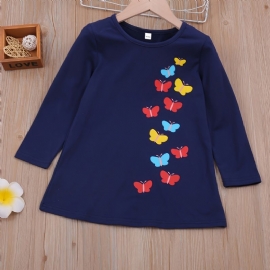 Girl's Multi-color Butterfly Printed Cotton Dress Autumn Winter New