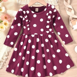 Jente Polka Dot Casual Langermet Kjole