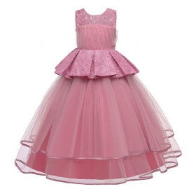 Jentekjole Ermeløs Puffy Princess Dress Blonde Patchwork Flisekjole