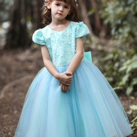 Jenter Bow Mesh Princess Dresses Jent Piano Performance Dress