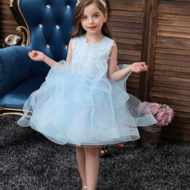 Jenter Bryllup Prinsesse Fluffy Flower Dress Barnebursdagsfest Pageant Tutu Tyll Prinsessekjoler