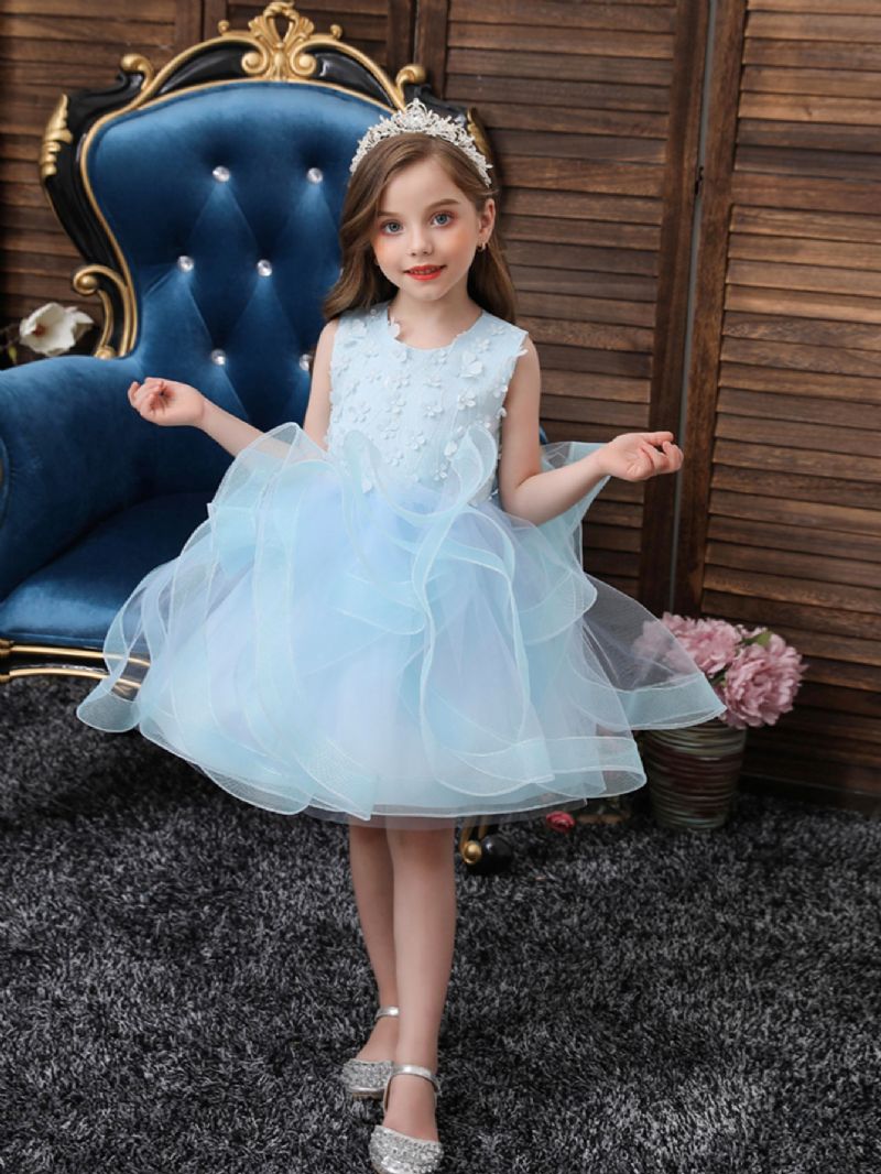 Jenter Bryllup Prinsesse Fluffy Flower Dress Barnebursdagsfest Pageant Tutu Tyll Prinsessekjoler