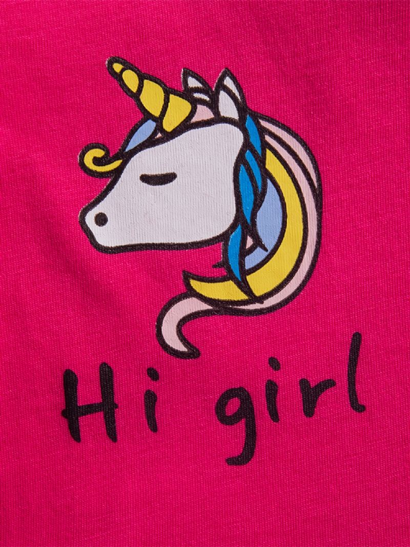 Jenter Casual Tegneserie Bomullskjole Med Unicorn Rainbow Hi Jent Print