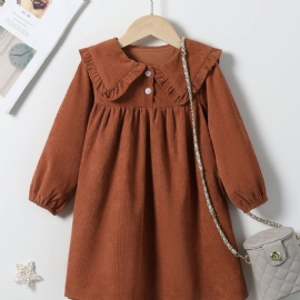 Jenter Corduroy Dolly Collar Vintage Kjole