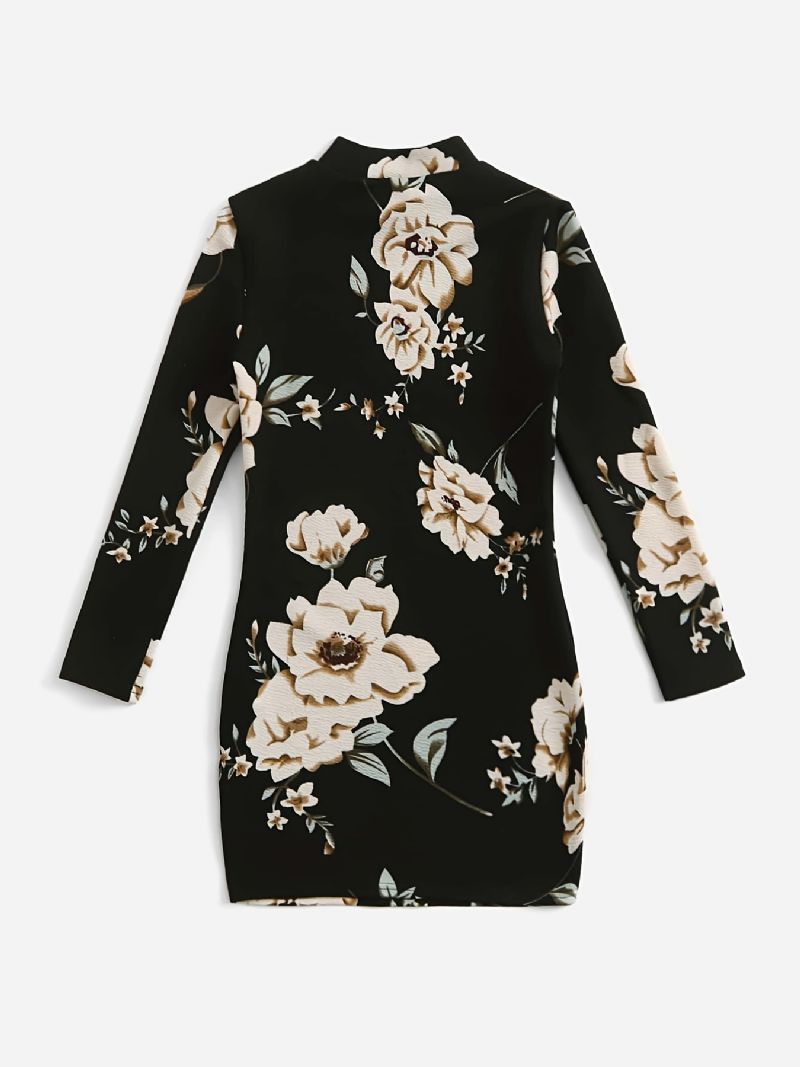 Jenter Elegant Floral Print Bodycon Dress Barneklær