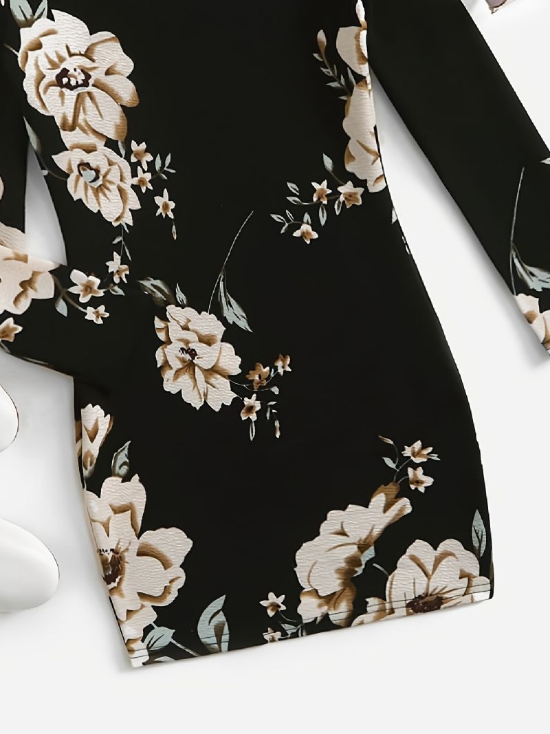 Jenter Elegant Floral Print Bodycon Dress Barneklær