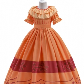 Jenter Elegant Gorgeous Ruffled Dress Costume For Performance Party Orange