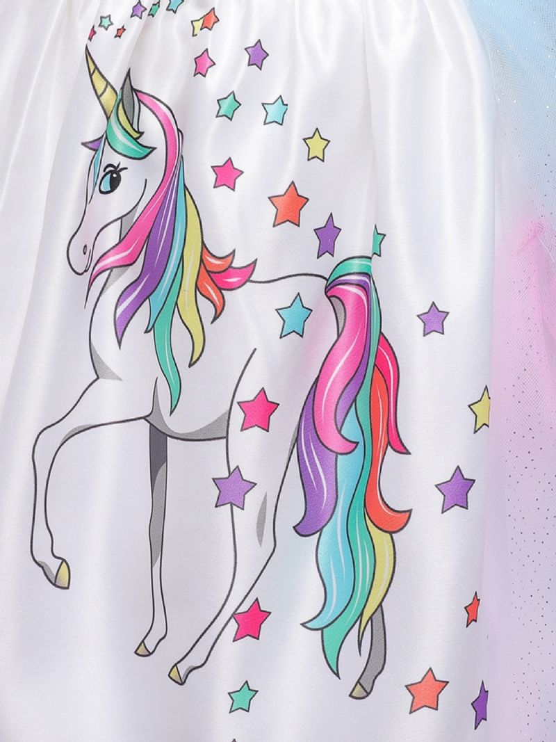 Jenter Mesh Prinsessekjole Unicorn Print Kostyme Formell Kjole Til Festkjole Julebursdag Kveldsfest Bryllup