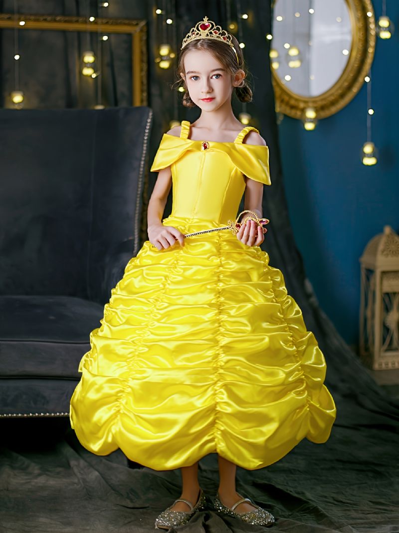 Jenter Prinsesse Kostymekjole Med Tilbehør Beauty & The Beast Dress