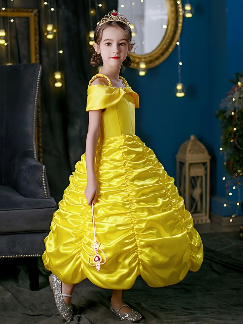 Jenter Prinsesse Kostymekjole Med Tilbehør Beauty & The Beast Dress