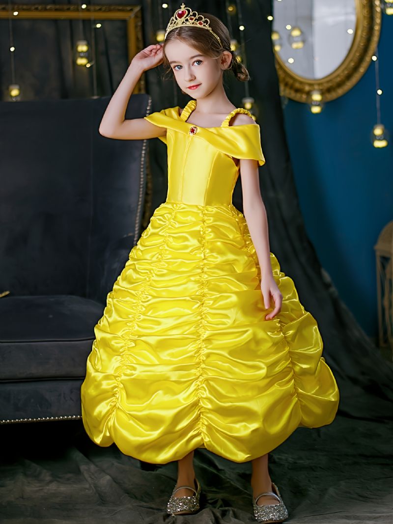 Jenter Prinsesse Kostymekjole Med Tilbehør Beauty & The Beast Dress