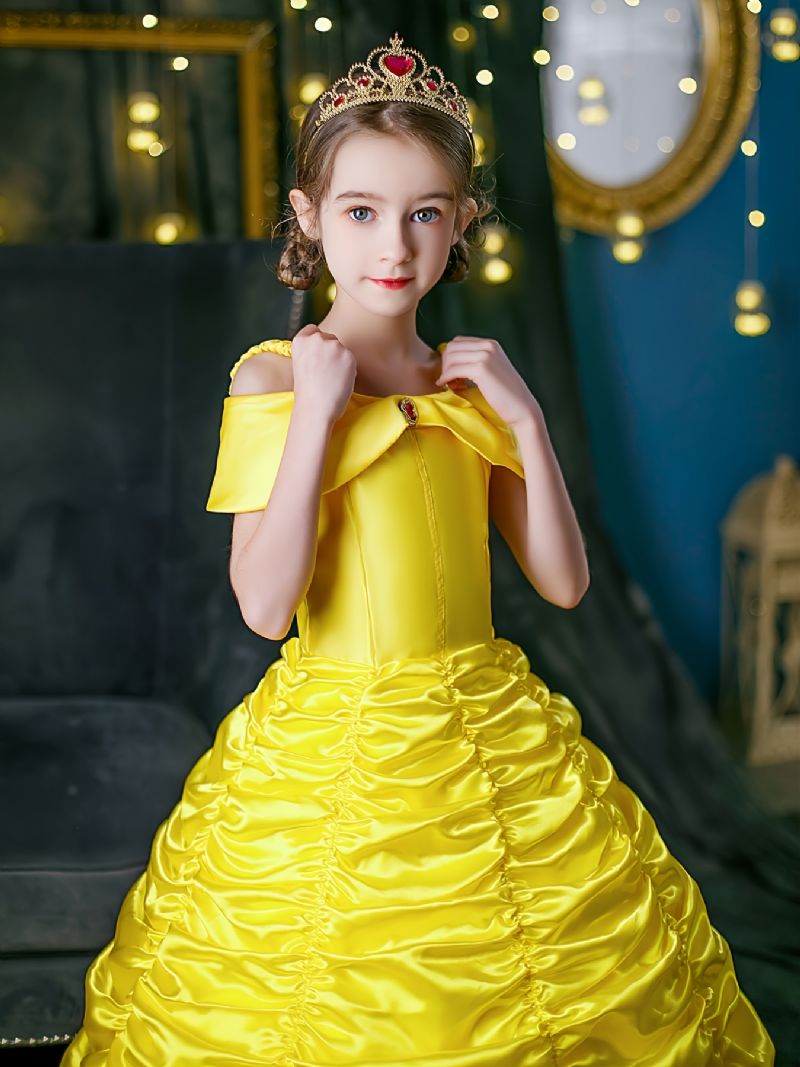 Jenter Prinsesse Kostymekjole Med Tilbehør Beauty & The Beast Dress