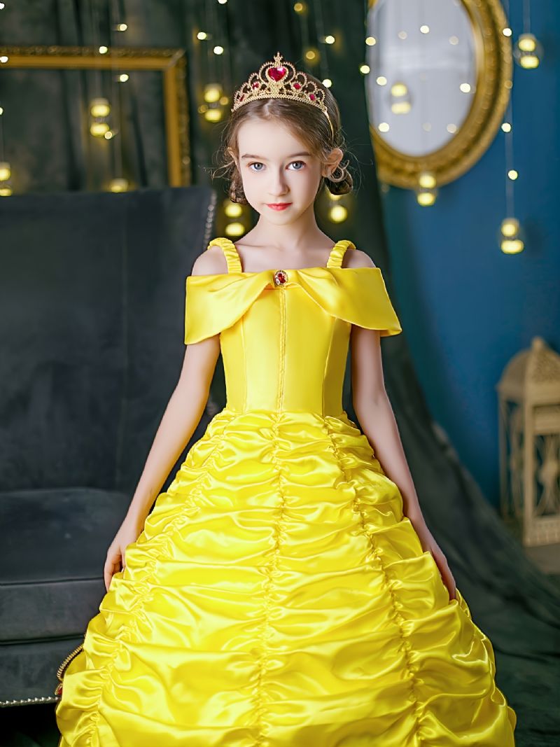 Jenter Prinsesse Kostymekjole Med Tilbehør Beauty & The Beast Dress