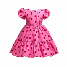 Jenter Puff Sleeve Dress Polka Dots Princess Barneklær