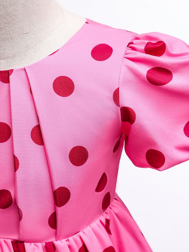 Jenter Puff Sleeve Dress Polka Dots Princess Barneklær