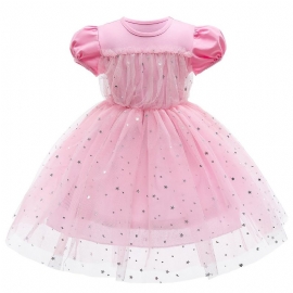 Jenter Puff Sleeve Princess Dress Paljett Babyklær Festkjole Til Jul Barneklær