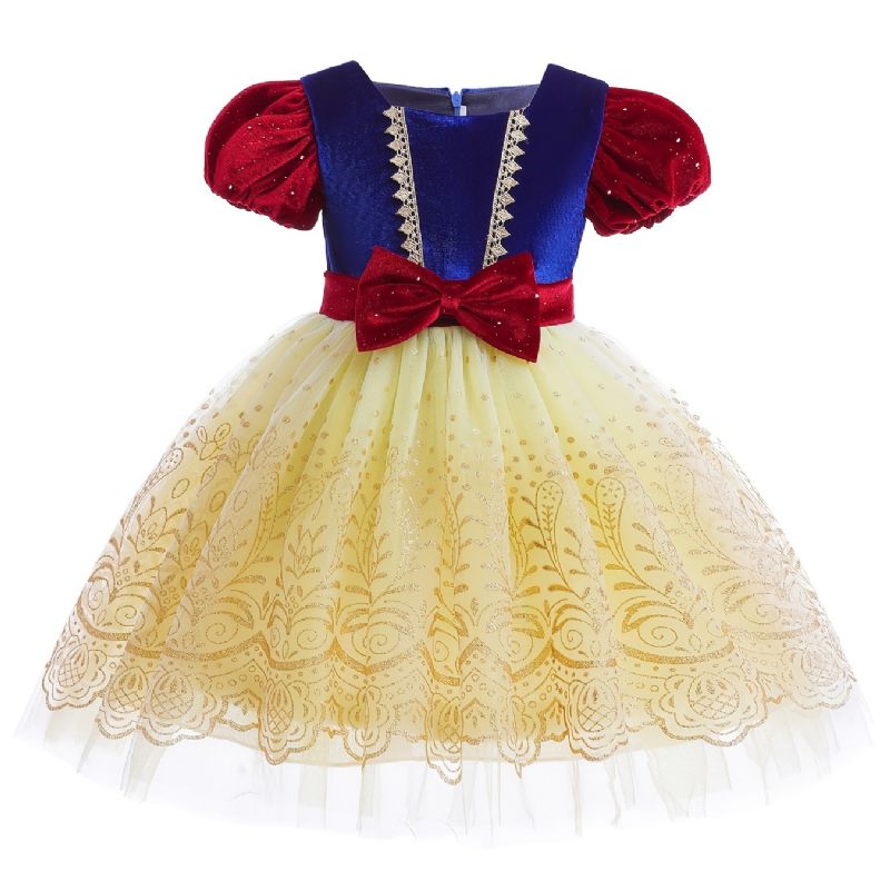 Jenter Snow White Princess Costume Dress Formell Kjole Til Julaftensfest Bursdag Barneklær