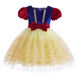 Jenter Snow White Princess Costume Dress Formell Kjole Til Julaftensfest Bursdag Barneklær