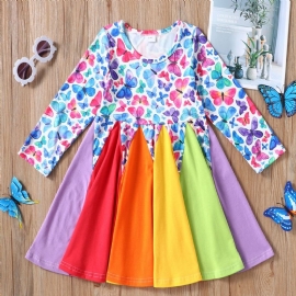 Jenter Sommerfugl Print Rainbow Casual Dress