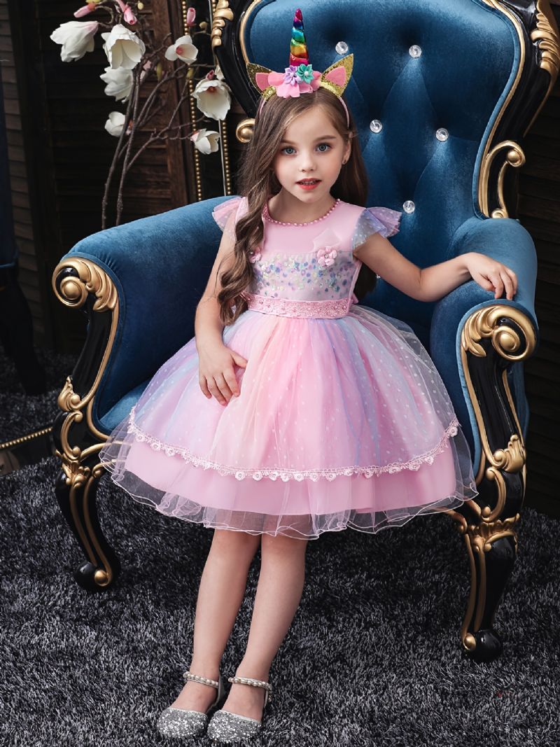 Jenter Vintage Elegant Princess Dress For Bryllupsfest Formell Anledning