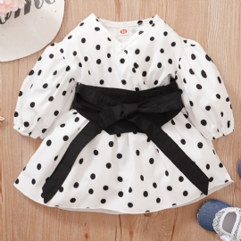 Jul Polka Dot Belte Langermet Kjole Jentebaby Clothing