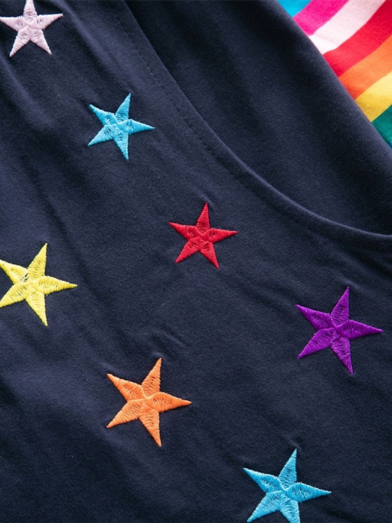 Langermet Star Butterfly Brodert Rainbow Sleeve To Pocket A-line Kjole