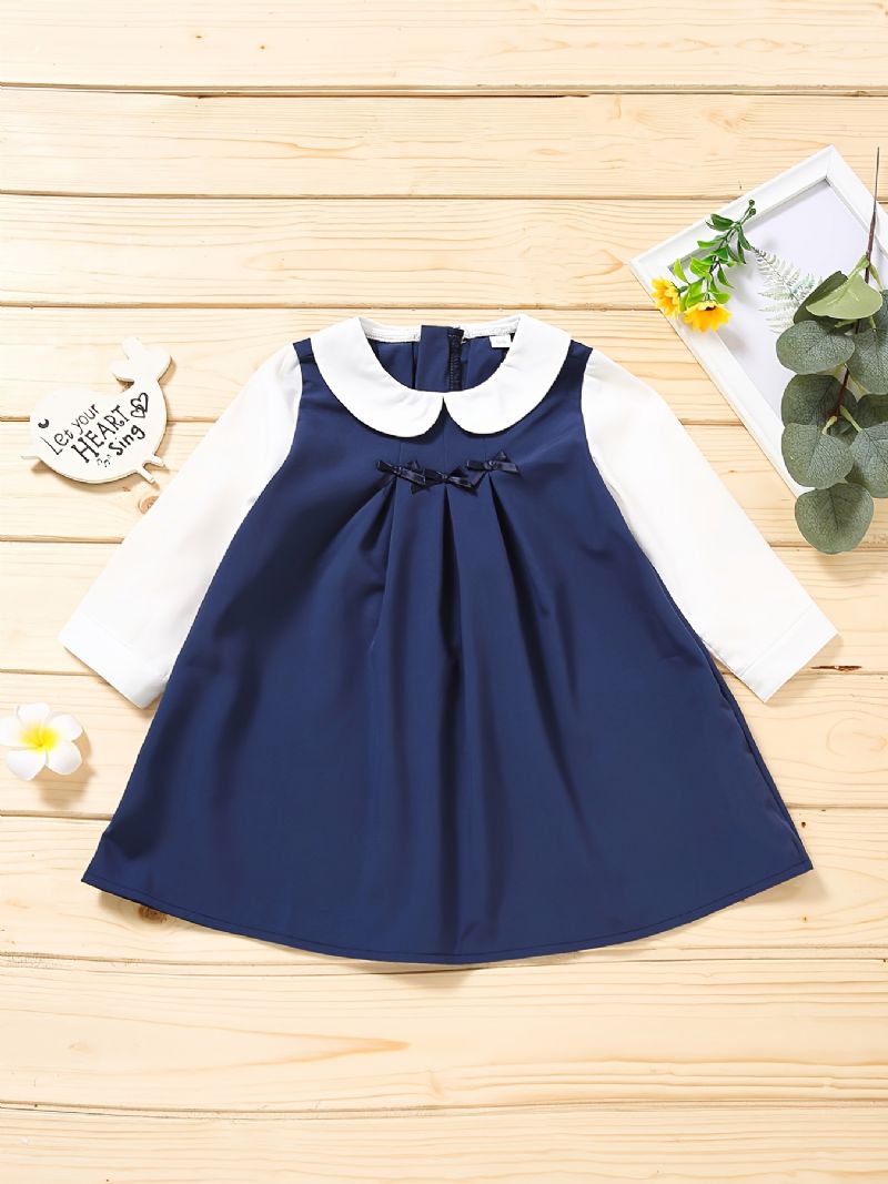 Småbarn Jenter Langermet Doll Collar Dress