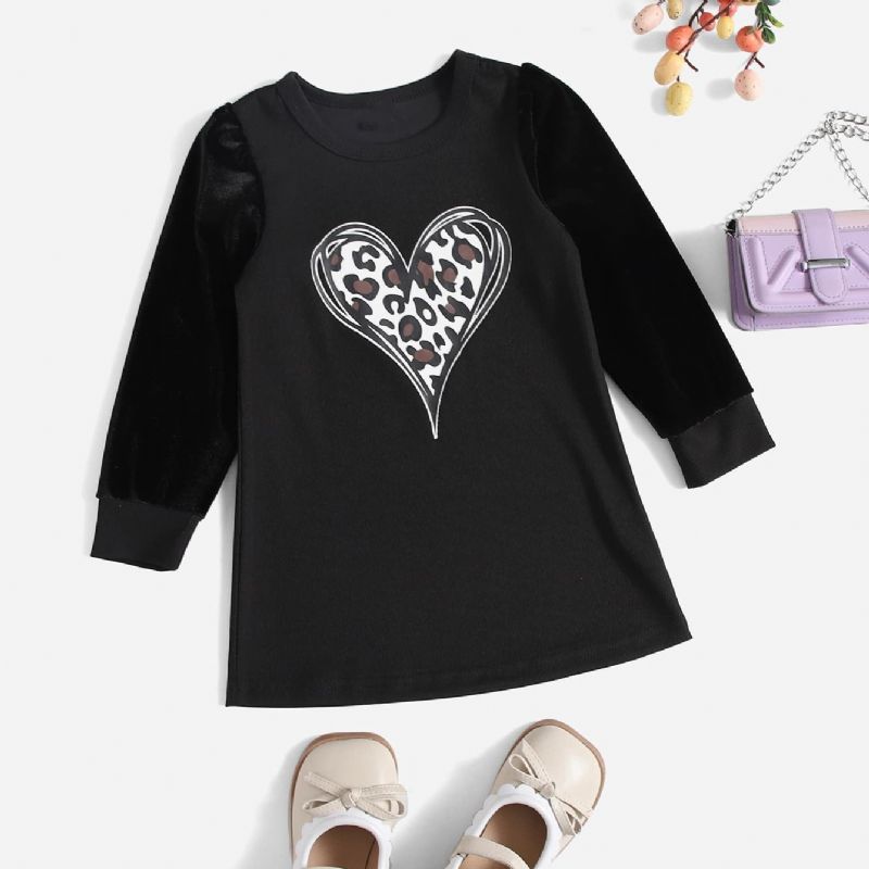 Toddler Jenter Heart Printed Black Dress