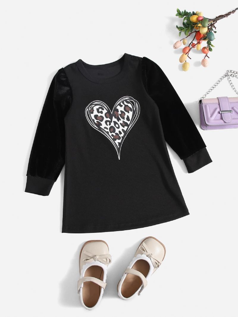 Toddler Jenter Heart Printed Black Dress