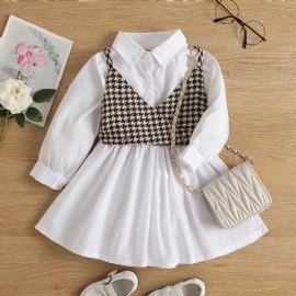 Toddler Jenter Houndstooth Print Cami Top & Shirt Dress Set