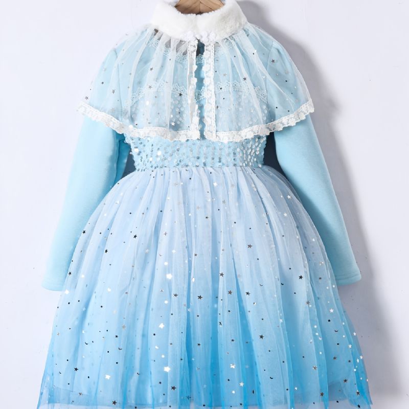 Toddler Jenter Mesh Dress Langermet Fleece Princess