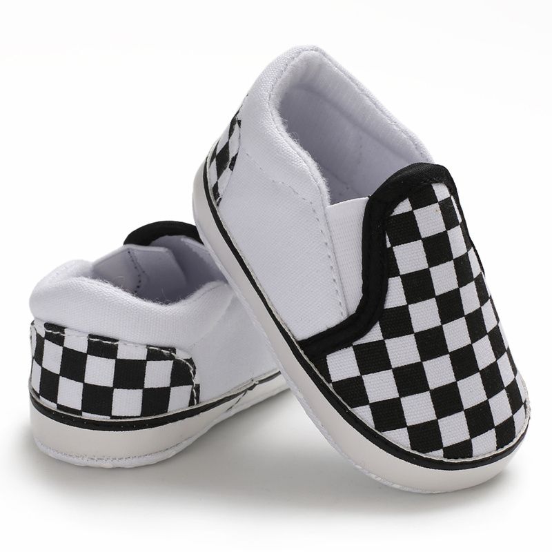 Baby Gutter Casual Canvas Plaid Loafers Sko Myk Såle Sklisikker First Walkers Sko