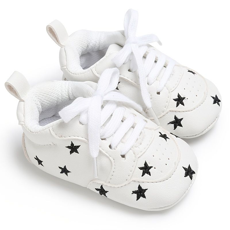 Baby Gutter Simple Star Broderte Joggesko Casual Myk Såle Pustende Gåsko Med Snøring