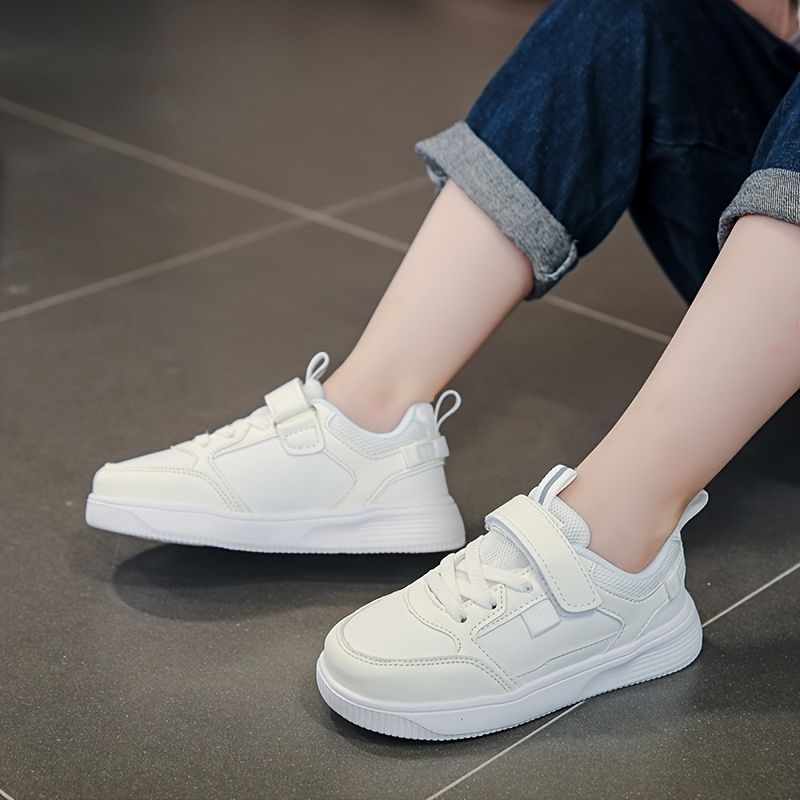Gutter Casual Solid White Sneakers Snøring Vanntette Low Top Skate Sko For Outdoor