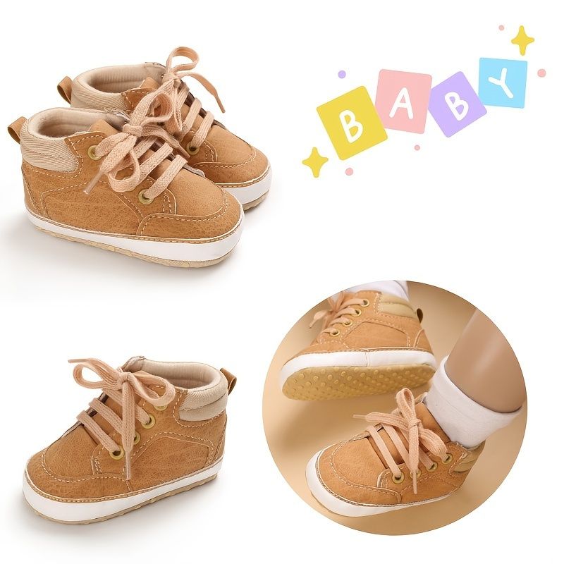 Spedbarn Baby Gutter Joggesko Myk Såle Sklisikker Newborn High Top First Walker Sko