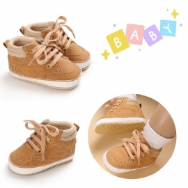 Spedbarn Baby Gutter Joggesko Myk Såle Sklisikker Newborn High Top First Walker Sko