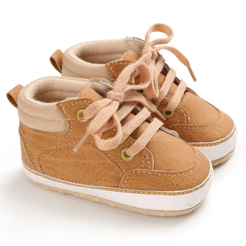 Spedbarn Baby Gutter Joggesko Myk Såle Sklisikker Newborn High Top First Walker Sko