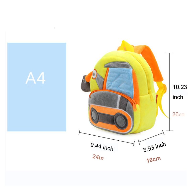 Babyvesker Plysj Kid Ryggsekk Engineering Bil Barn Skolevesker For Barnehage