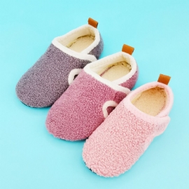 Babyjenter Uformelle Enkle Solid Tøfler Sklisikker Lett Slip-on Termisk Fleece Til Hjemmet