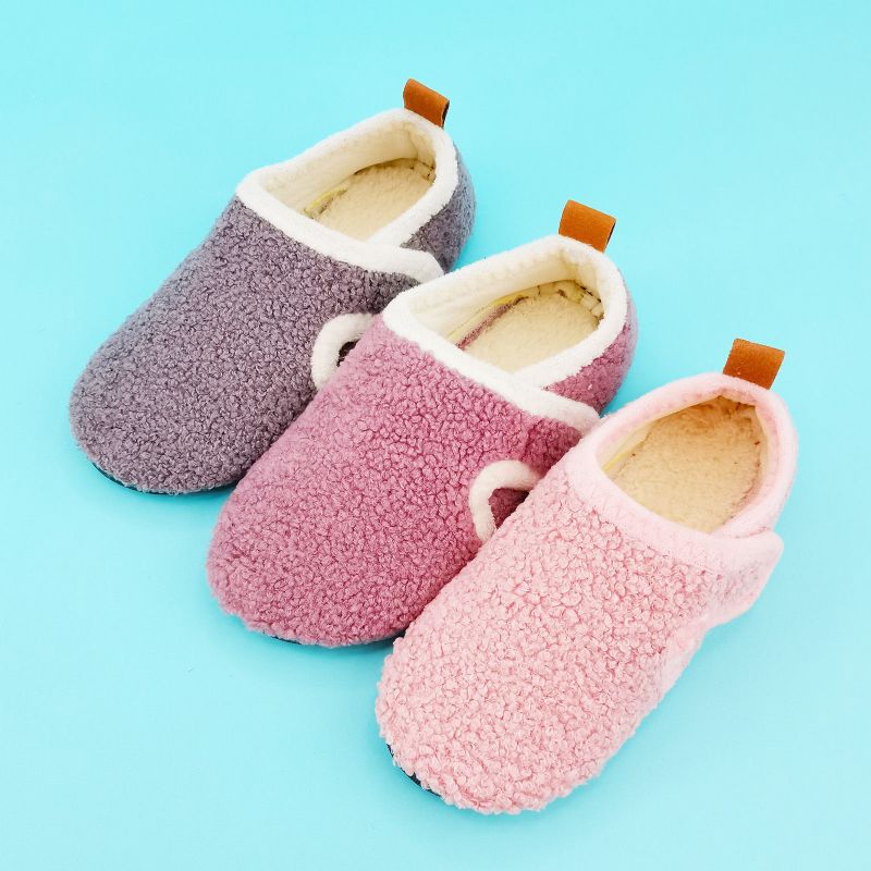 Babyjenter Uformelle Enkle Solid Tøfler Sklisikker Lett Slip-on Termisk Fleece Til Hjemmet