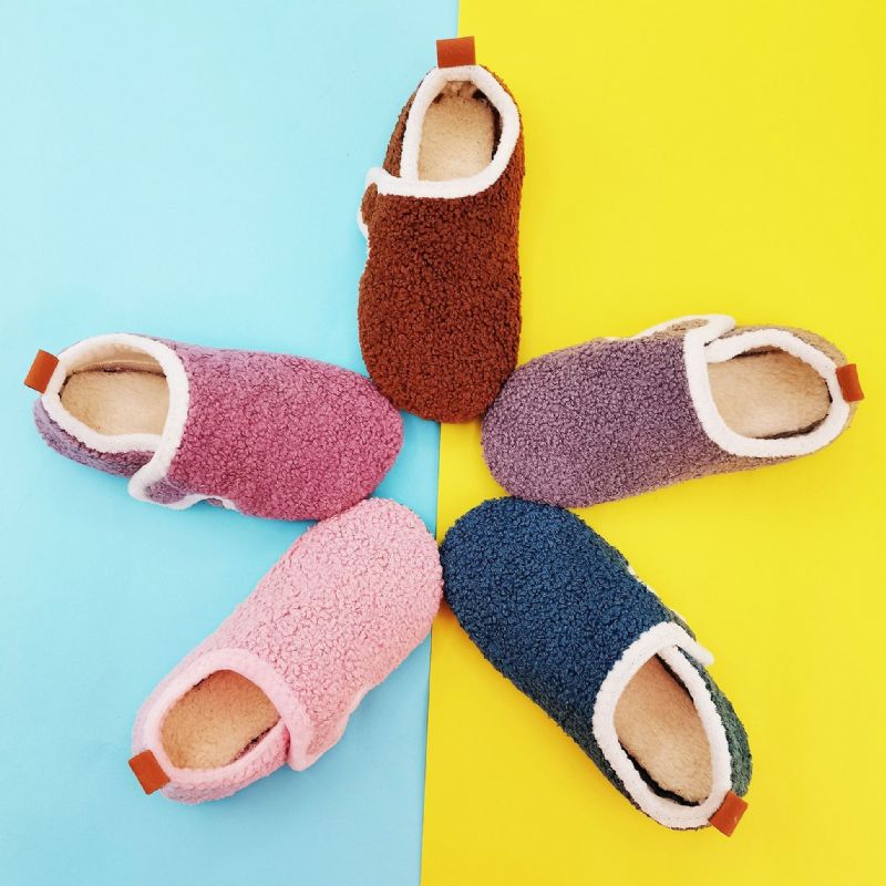 Babyjenter Uformelle Enkle Solid Tøfler Sklisikker Lett Slip-on Termisk Fleece Til Hjemmet