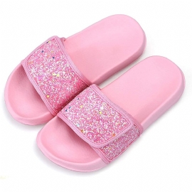 Jenter Glitter Sliders Non-slip Lett Beach Pool Innendørs Utendørs