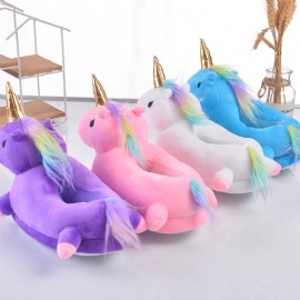 Jenter Unicorn Design Tøfler Myksåle Anti-skli Termisk Innendørs Hjemmesko Til Vinter